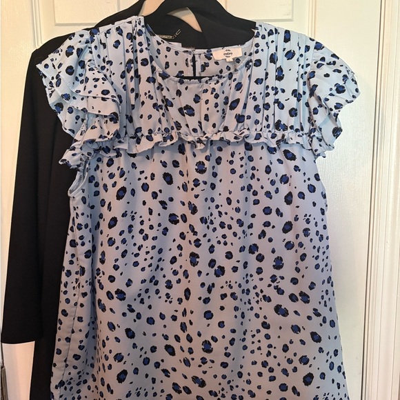Blue‎ and navy  Ruffle Blouse - Picture 1 of 2